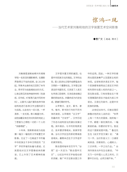 惊鸿一——当代艺术家刘衡和他的汉字装置艺术空间影像