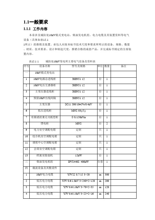 10KV箱式变电站---技术参数