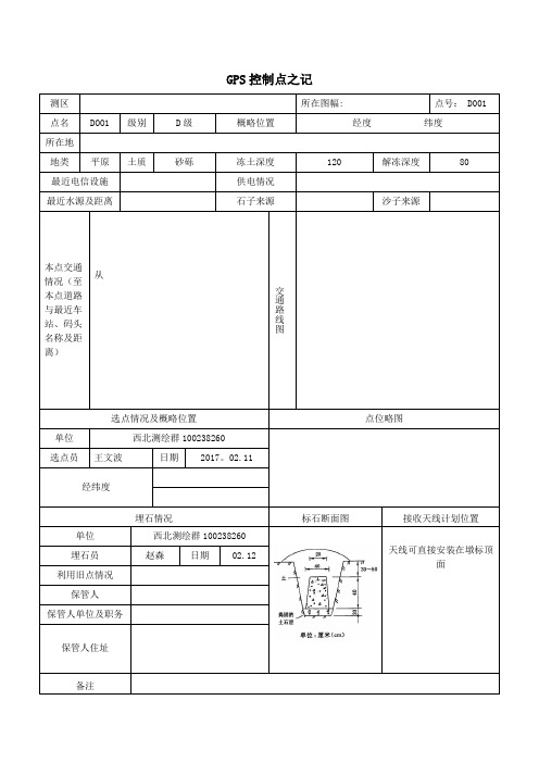 GPS控制点之记