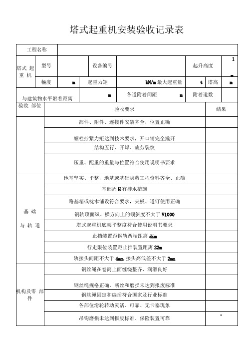 塔式起重机安装联合验收记录表