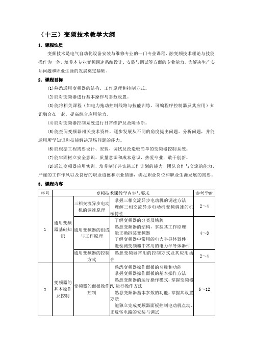 13-变频技术教学大纲