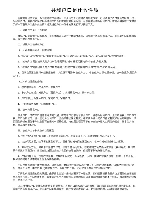 县城户口是什么性质