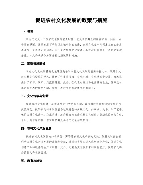 促进农村文化发展的政策与措施