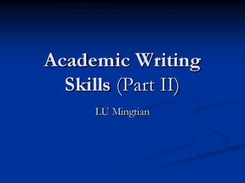 Academic Writing Skills (Part II)2011