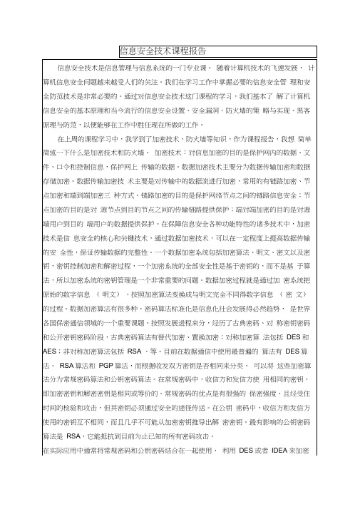 信息安全技术课程报告