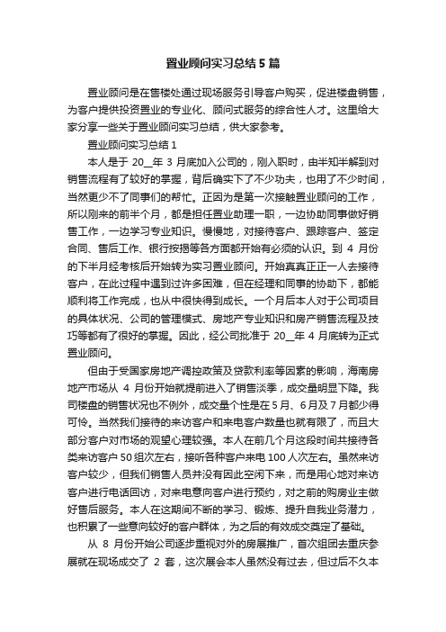 置业顾问实习总结5篇