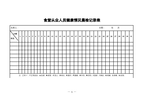 食堂从业人员健康情况晨检记录表