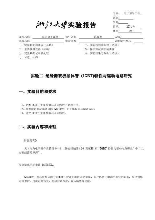 绝缘栅双极晶体管(IGBT)特性与驱动电路研究