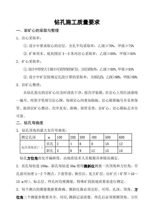 钻孔质量要求及等级标准