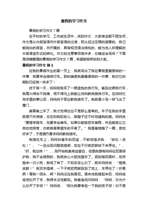 暑假的学习作文