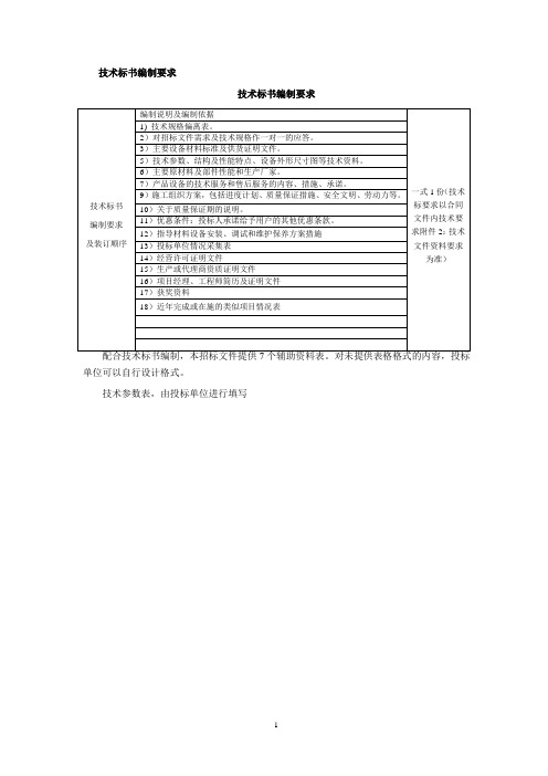 技术标文件要求