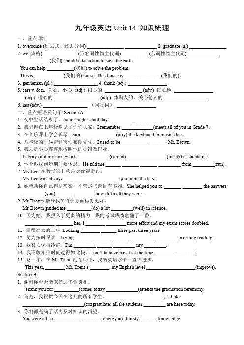 九年级英语Unit 14 知识梳理