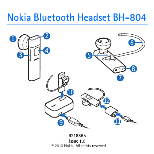 诺基亚蓝牙头戴器BH-804 用户指南说明书