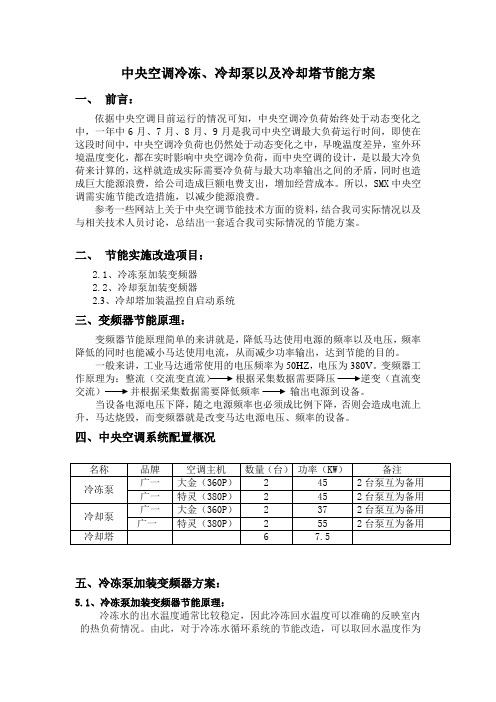 中央空调冷冻、冷却以及冷却塔节能方案