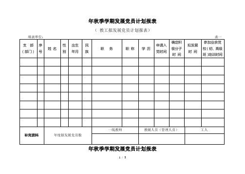 秋季学期发展党员计划报表