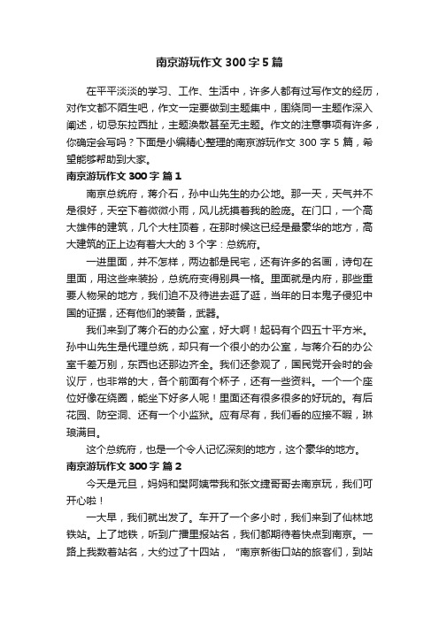 南京游玩作文300字5篇