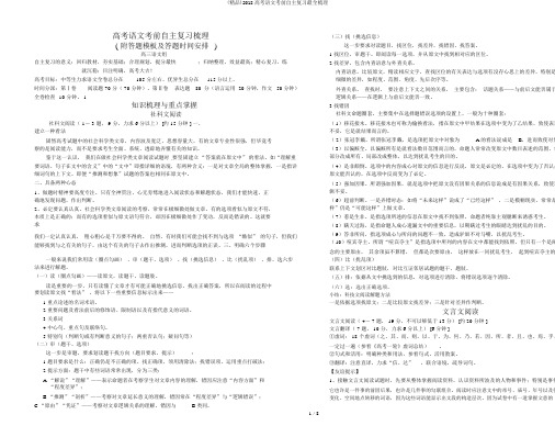 (精品)2018高考语文考前自主复习最全梳理