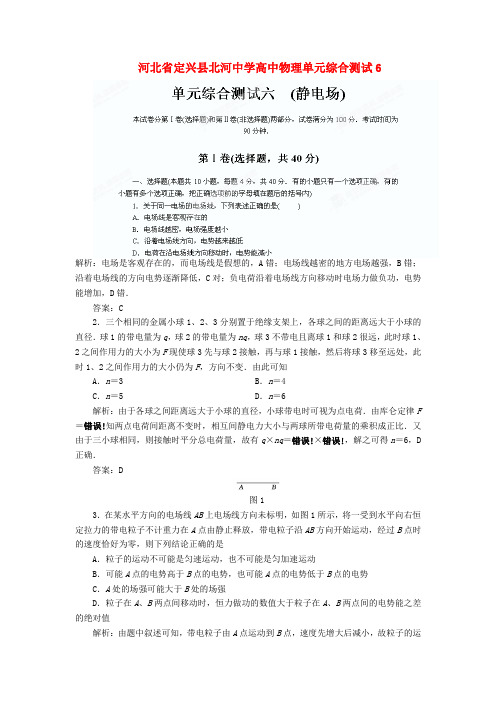 河北省定兴县北河中学高中物理单元综合测试6