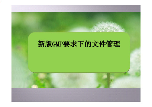 新版GMP要求下的文件管理