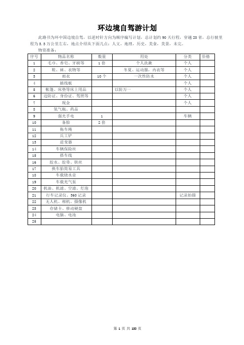 北京出发逆时针方向边境自驾路书(未细化)