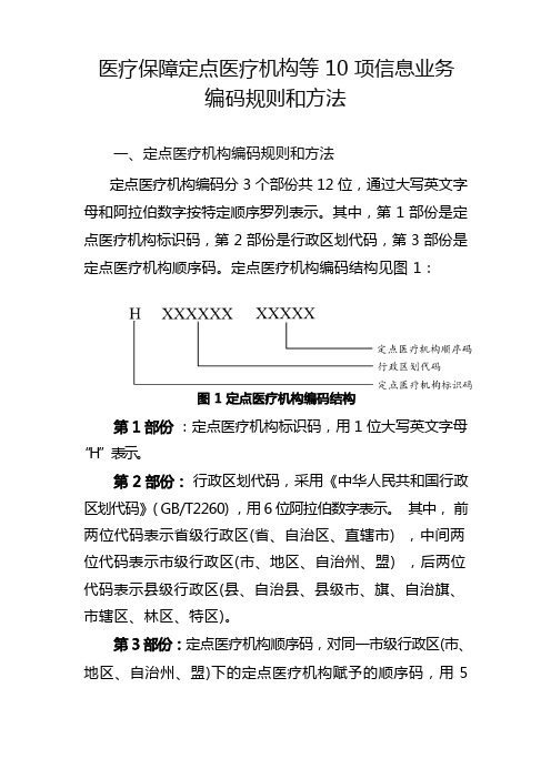 医疗保障定点医疗机构等10项信息业务编码规则和方法