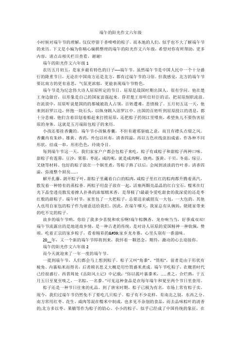 端午的阳光作文六年级