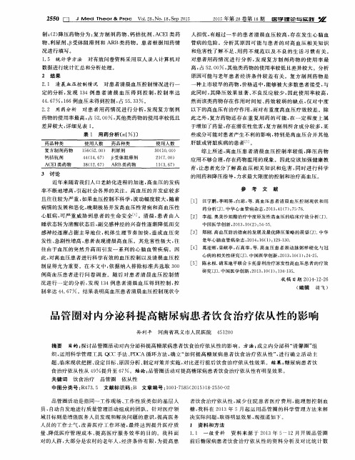 品管圈对内分泌科提高糖尿病患者饮食治疗依从性的影响