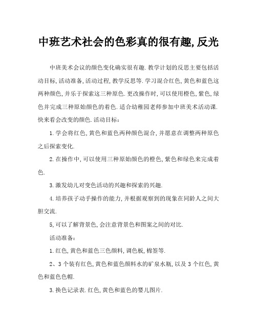 中班美术会变的颜色真有趣教案反思