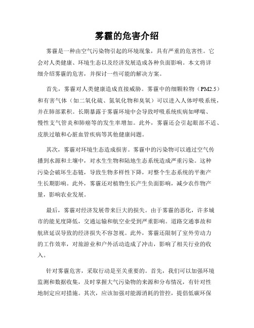 雾霾的危害介绍