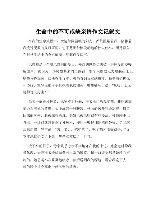 生命中的不可或缺亲情作文记叙文