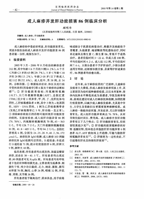 成人麻疹并发肝功能损害86例临床分析