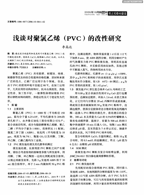 浅谈对聚氯乙烯(PVC)的改性研究