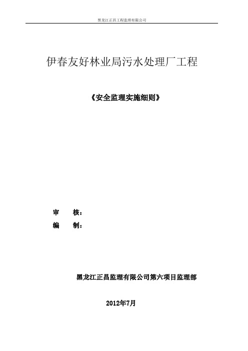 污水厂安全监理实施细则