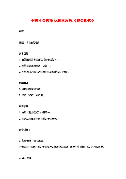 小班社会教案及教学反思《我会轻轻》