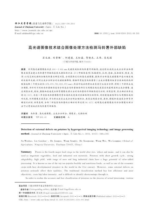 高光谱图像技术结合图像处理方法检测马铃薯外部缺陷