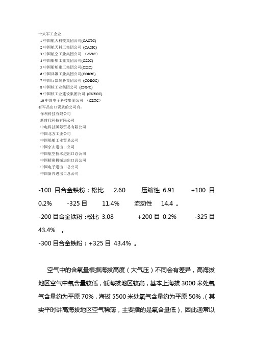 十大军工企业