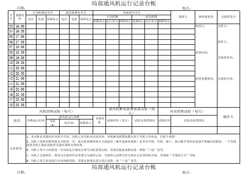 风机运行台帐(正反面)