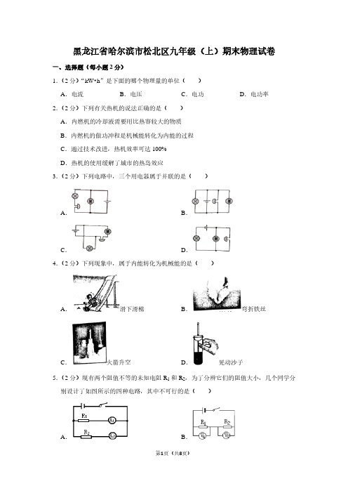 黑龙江省哈尔滨市松北区九年级(上)期末物理试卷