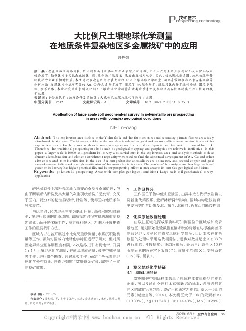 大比例尺土壤地球化学测量在地质条件复杂地区多金属找矿中的应用