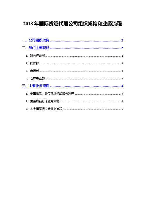 2018年国际货运代理公司组织架构和业务流程