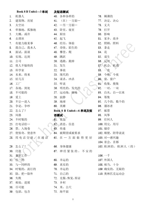 新目标英语八年级下册英语单词(汉译英)