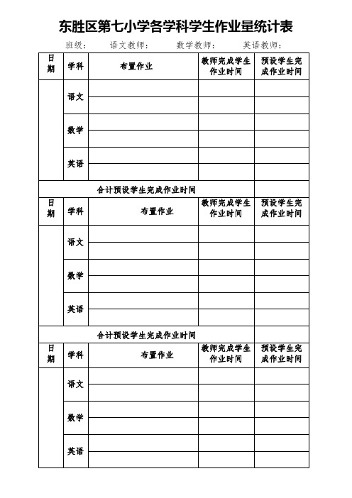 各学科学生作业量统计表 (1)