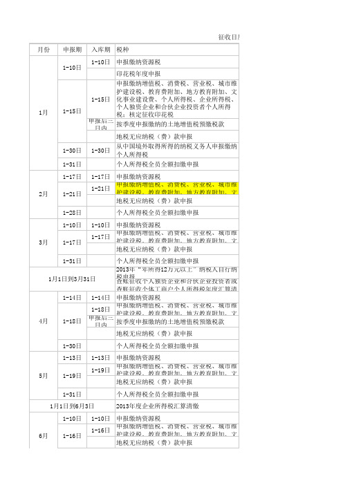 征收日历