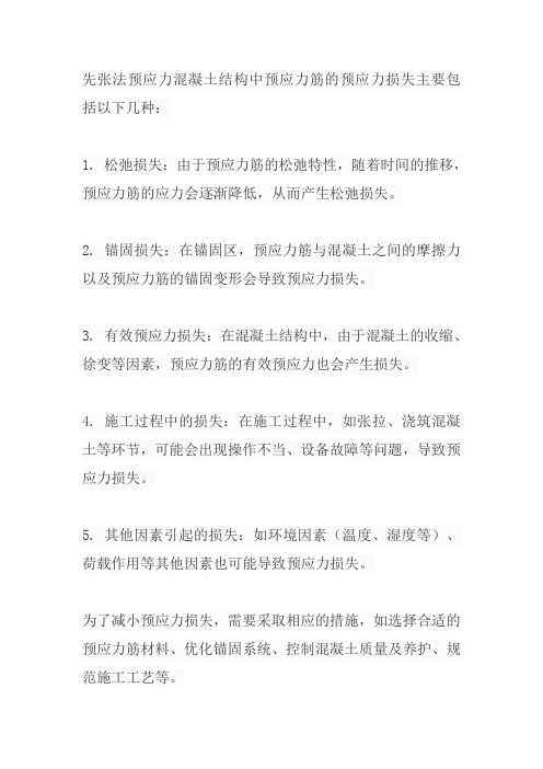 先张法预应力混凝土结构中预应力筋的预应力损失