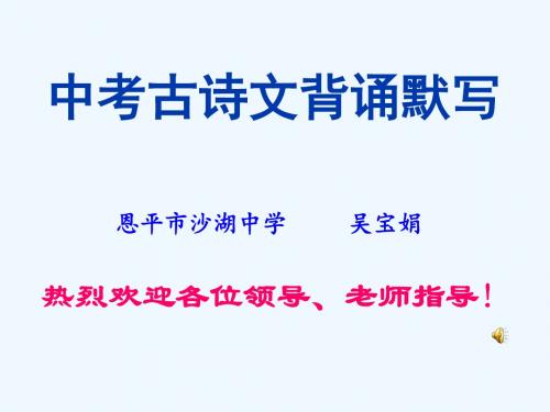 语文人教版九年级上册《2017年中考古诗文背诵默写》