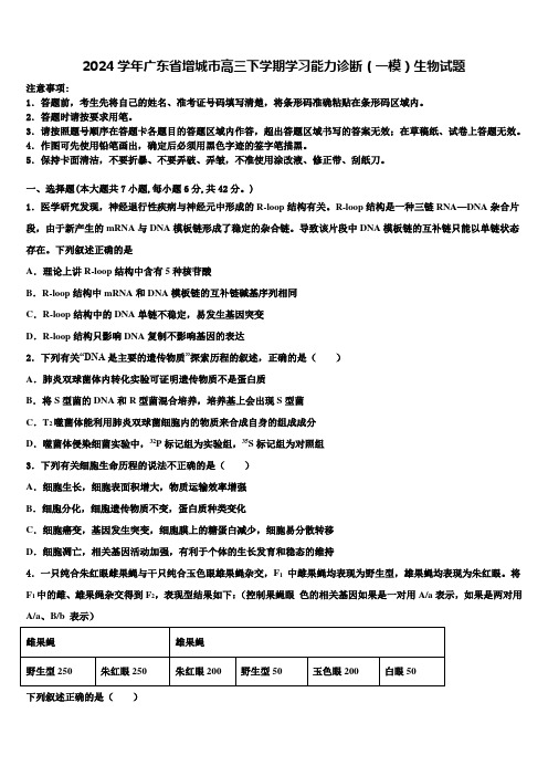 2024学年广东省增城市高三下学期学习能力诊断(一模)生物试题含解析