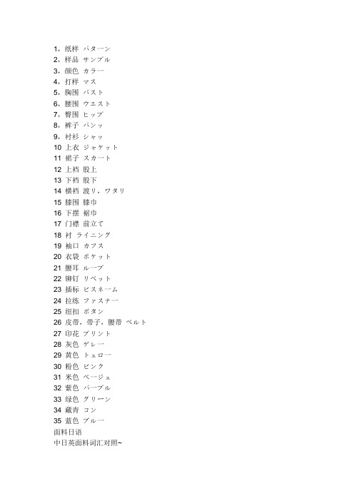 纺织品材料、颜色的日语表达