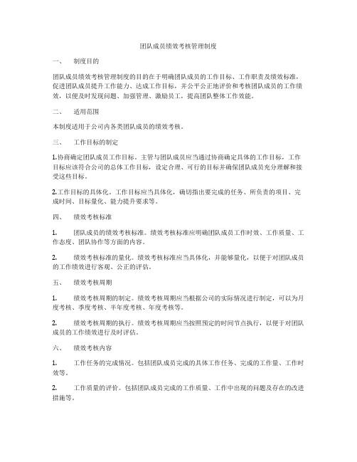 团队成员绩效考核管理制度