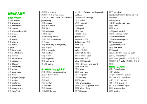 水果蔬菜英文名