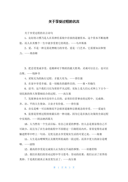 关于享受过程的名言